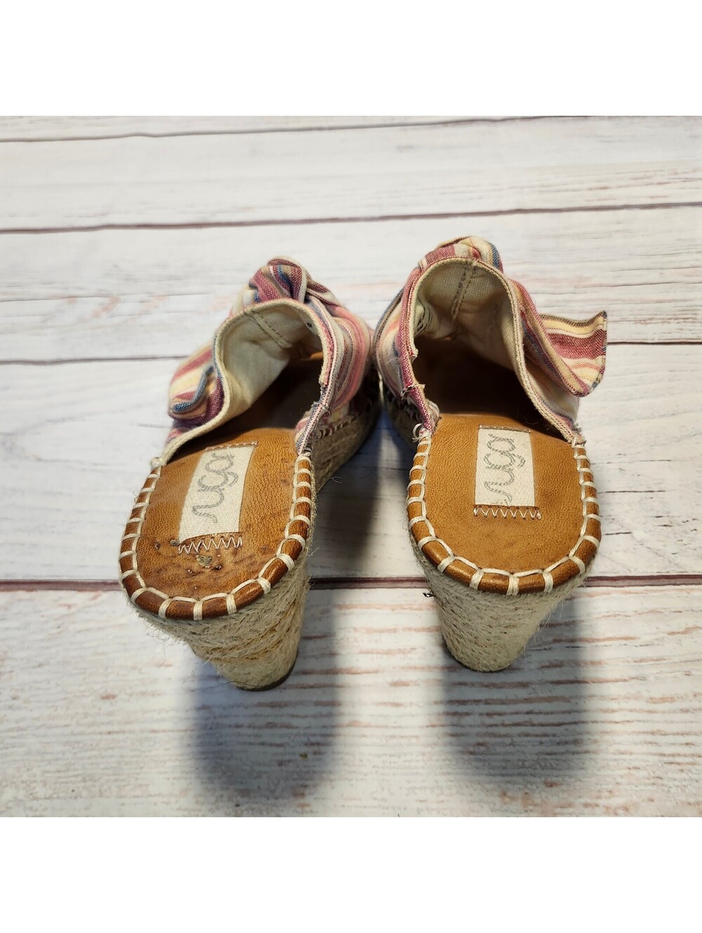 Sugar womens striped espadrille wedge slide sandals size 9.5 - Picture 7 of 9